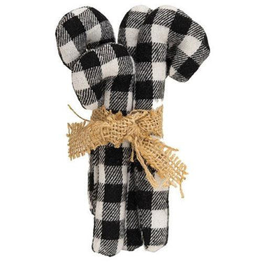 4 Set Black & White Check Stuffed Candy Canes 55 - The Fox Decor